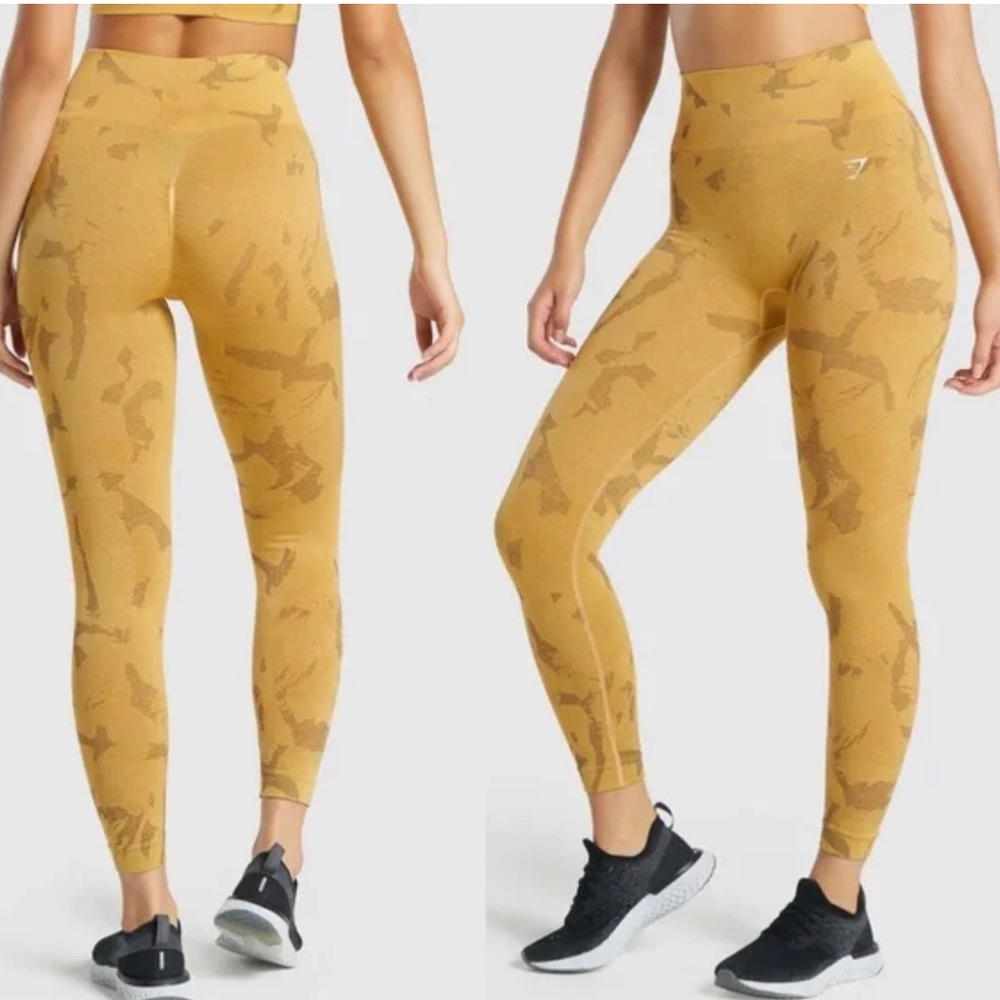 GYMSHARK CAMO SEAMLESS LEGGINGS YELLOW